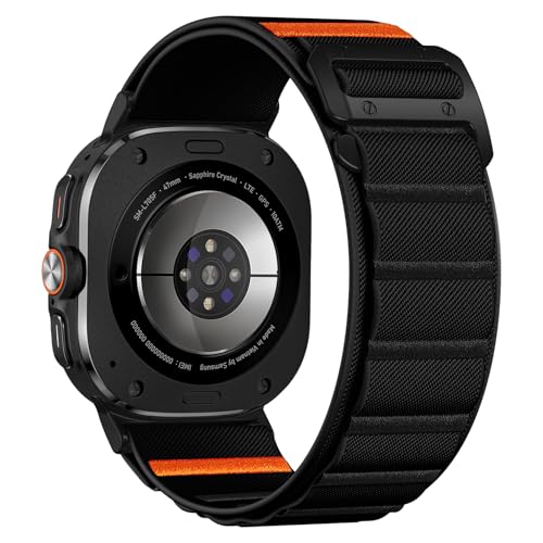 Image of Bandletic Rugged Nylon Compatible with Galaxy Watch Ultra Bands 47mm 2025 /2024 for Men, Stretchy Soft Wide Sport Loop Strap with G-Hook Compatible with Samsung Ultra Watch Band, Black Buckle-Black