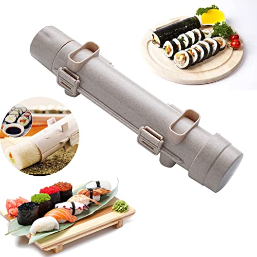 LIBOOI Kit de fabrication de sushis, machine à sushis, sushis, bazooka, moule à onigiri multifonctionnel, cylindre fait maison, outil de cuisine, rouleau à sushis, facile à faire, abricot - 1 pièce Cover