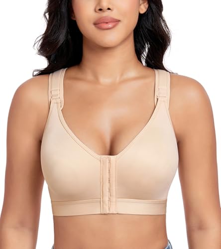 Lemorosy Women's Post Surgery Bra Front Closure Adjustable Straps Wireless Comfort Sport Brassiere - Main Image