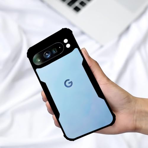 Image of AIBEX Crystal Clear Back Cover Case for Google Pixel 9 Pro XL 5G | 360 Degree Protection | Shock Proof Design | Transparent Back Cover Case (PC & TPU, Black Bumper)