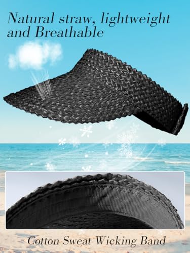 Visera de Sol de Paja para Mujer Plegable Protección UV miniatura 4
