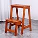 KUYT Składany Stołek 2-Poziomowy Kał Drabiny, Drewniane Kółko Przenośne Schody Krzesło Domowe Biblioteka Stołowa Drabinka Antypoślizgowa Półplanowa Półka Kwiatowa Wielofunkcja