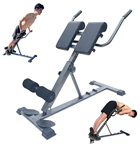 X Factor Hyperextension Roman Chair Hyper Bench Hyper Back Full Body Workout - Adjustable Height, And Degrees, Sit Up Ab And Back Extension Abdominal Core Strength Training With Dip Handles, Foldable #TOP26