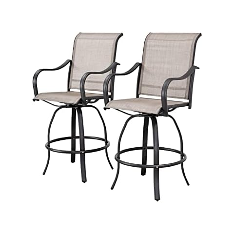 LOKATSE HOME Bar Height Patio Chairs Outdoor Swivel Stools Set Cover