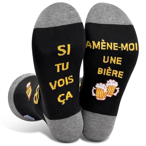 Chaussettes Unisexe Rigolotes Humour 39-46 Coton Fantaisie Drôles Cadeau Nouveauté Des Pour Noël et La Saint Anniversaire (FR/ES, Numérique, 39, 46, Taille...