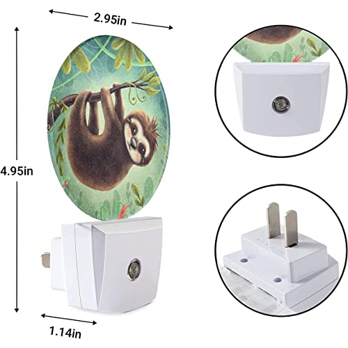 Image of EKOBLA Sloth Night Light, Cute Jungle Animal Night Lights Plug Into Wall with Dusk to Dawn Sensor for Kids Room, 0.5W Sleep Friendly