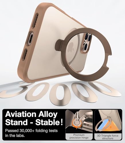 Image of AIBEX Back Cover for Apple iPhone 12 Pro Max MagSafe Compatible with OStand Ring Kickstand Magnetic Metal Alloy Ring Wireless Charging | Slim Thin Scratch Resistant Armor Shockproof Protective - Brown