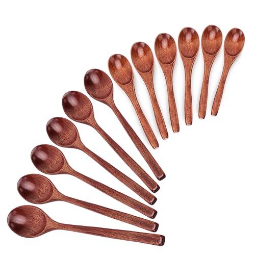 Wooden Spoons Set - 12pcs (6pcs 9in & 6pcs 6in), for Eating, Mixing, Stirring, Coffee, Tea, Jam, Bath Salts