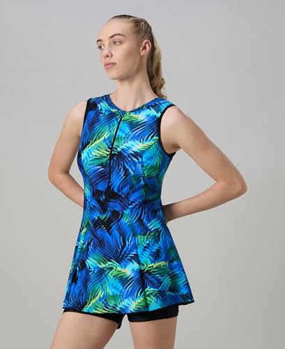 Image of Speedo Women's Endurabrite Closedback Swimdress with Boyleg | Swimming Costume | Swimming Suit for Women | Chlorine Resistance | UPF 40+ Sun Protection | Removable Bra Pads