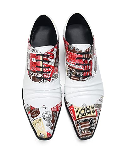 Santimon Plain Toe Genuine Leather Lace-Up Comfort Casual Fashion Novelty Dress Oxfords Shoes for Men Party4