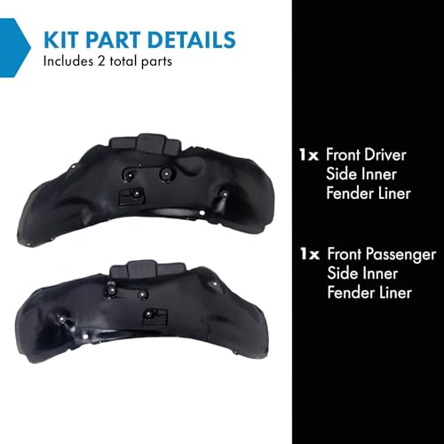 Image of TRQ Front Driver and Passenger Side Inner Fender Liner Set Compatible with 2002-2008 Dodge Ram 1500 2003-2009 2500 RWD 2005-2009 3500 RWD