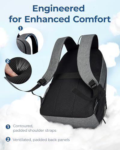 BAGSMART College Laptop Backpack, 15.6 Inch Travel Backpack Airline Approved, 30L Casual Daily Backpack, Lightweight College Bookbag for Women Men, Gray4