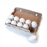 Ulanik 10 pcs DIY White Primer Unfinished Wooden Eggs Set Unpainted Blank Eggs for Kitchen...