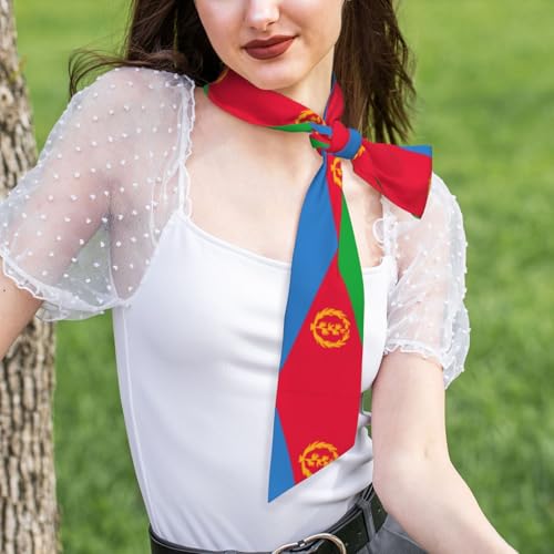 Eritrean flag Prints Silk Scarf for Women 46.9 * 3.1 In Headband4