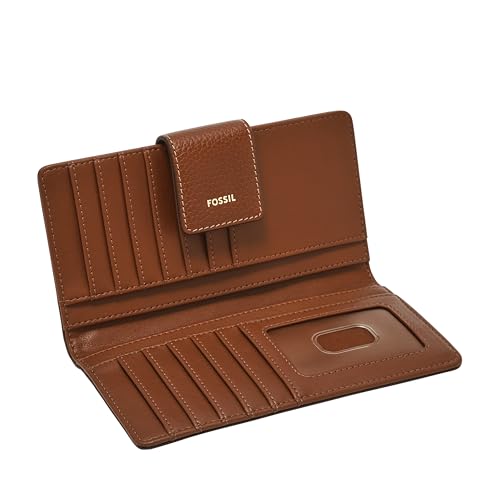 Image of Fossil Women's Logan Leather Wallet RFID Blocking Tab Clutch