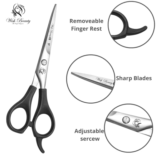 wishbeauty Hair Dressing Scissor Professional, Stainless Steel Hair Cutting Shears for Salon Barbers Men, Women, Children - 5 inch - Image 4