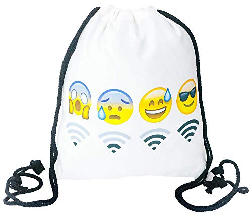 Premium WiFi Emoji 3d Print Hipster Bolsa de yute Bolsa Bolsa de deporte stringbag Gym Bag Cordón Saco Mochila