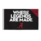 AGAS NCAA Alabama University Crimson Tide Where Legends Are Made Flag 4' x 6' Banner Flag Single Sided Nylon with Brass Grommets - Indoor or Outdoor - Home Décor