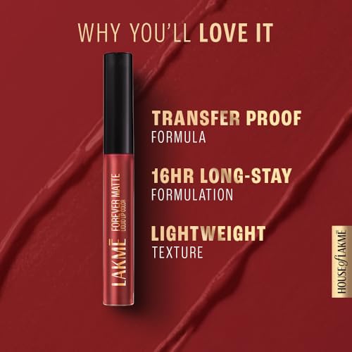 Image of Lakme Forever Matte Liquid Lip Colour, Long-Lasting Liquid Lipstick, Lightweight & Transferproof, Smudgeproof - Nude Charm 5.6ml (Pack of 2)