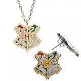 Harry Potter Crest Necklace Earrings Jewelry Set