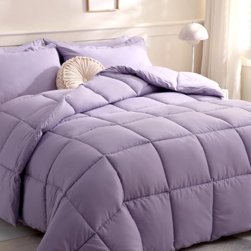 DOWNCOOL Comforters Oversized King Size, Light Purple All Season Duvet, Lightweight Quilt, Down Alternative Hotel Comforter with Corner Tabs (Light Purple, Oversized King 116x98 Inches)