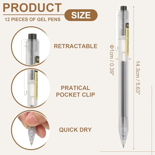 Bolígrafos gel 0.5 mm PATIKIL pack 12 tinta negra retráctil miniatura 2