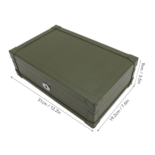 Obserwuj pudełko 10 gniazda, pudełko zegarek dla mężczyzn, elegancka obudowa wyświetlacza, uchwyt do przechowywania, zdejmowana poduszka, metalowe zapięcie, miękkie wnętrze, skóra (Zielony)