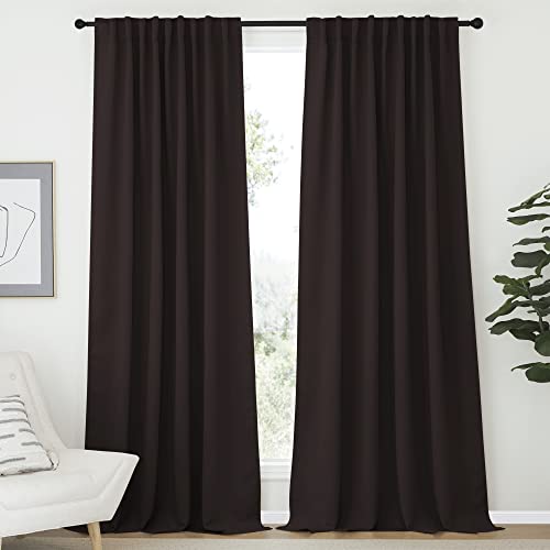 NICETOWN Blackout Window Curtains for Camper - (Toffee Brown Color) 34x48 Inch, 2 Panels Set, Thermal Insulated Room Darkening Blackout Drapes/Draperies with Rod Pocket & Back Tab for Loft T
