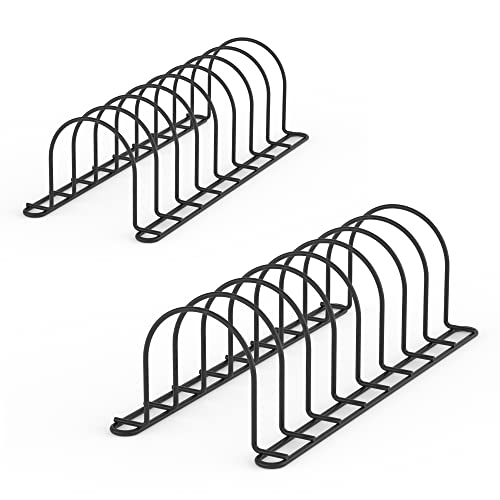 JAQ Pot Lids Holder, 13.5" Metal Kitchenware Dividers Organizer Rack for Plates, Pans, Sheet Pan, Baking Sheets,Office Documents in Kitchen Cabinets Shelf Countertop Pantry (2-pack, Black)
