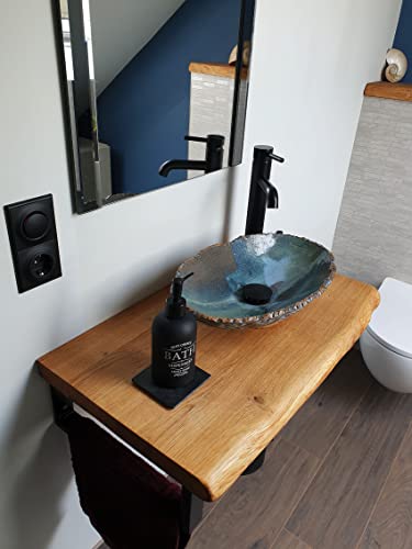 SPONHOLZ - Top per lavabo in legno massello di rovere oliato (70 x 40 cm)