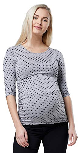 Chelsea Clark Top de Lactancia Materna de Doble Capa para Mujer (Gris EN Corazon, XL) Cover