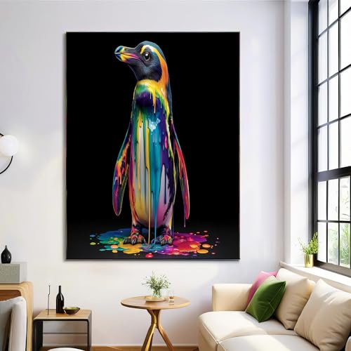 Art mural salle de bain pingouin pour habiller un grand mur de toilettes vintage