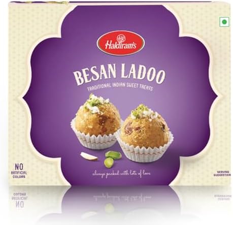 Haldiram's Besan Ladoo 400g | Authentic Laddu Taste | Made with Premium Ingredients | Handcrafted Indian Traditional Sweets | Indian Mithai | Fresh Products | Great Sweets Gift Pack for Festival