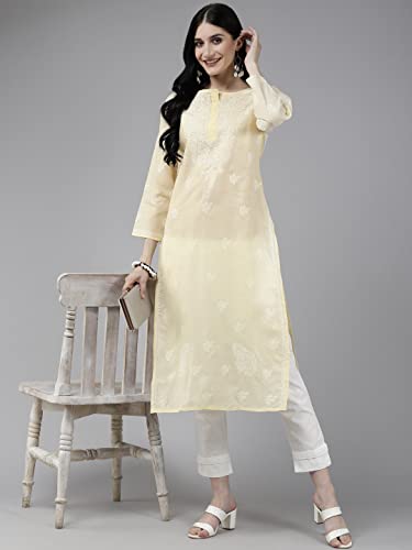 Image of Ada Hand Embroidered Lucknowi Chikankari Cotton Kurta for Women A133488