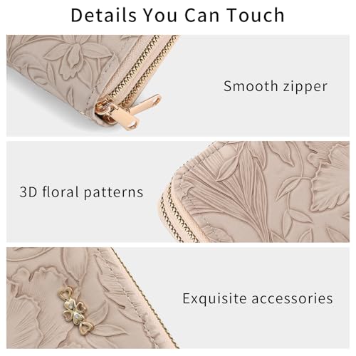 Image of RNIEGA Wallets for Women RFID Blocking Leather Women's Wallet Large Capacity Double Zip Wristlet Clutch | Credit Card Holder Ladies Phone Purse