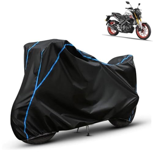 Image of Kerwa Waterproof Bike Cover Compatible with Yamaha MT-15 V2 | Dust Proof, UV-Resistant, All-Weather Protection Bike Body Cover, Windproof Elastic Bottom Blue