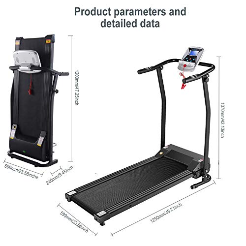 Aceshin Folding Treadmill Electric Running Machine Auto Stop Safety Function Treadmill with LCD Monitor Running Walking Jogging Exercise Fitness Machine for Home Gym (Black) - Thumbnail 6