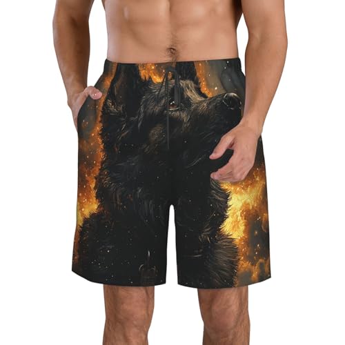 Men's Swim Trunks Bathing Suit Quick Dry Beach Board Shorts - Shepherds Dog Art