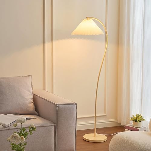 Lámpara de pie de arco elegante con base estable y pantalla floral 6