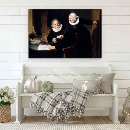 Lienzo de pared Rembrandt: El constructor naval y su esposa, acabado premium de 40x60 cm 3
