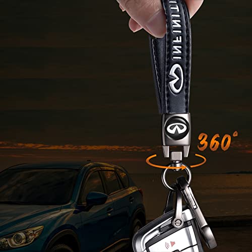 Lomusom Leather Car Keychain, For Qx80 Qx60 Qx56 Q60 Q70 Q70L Ex35 Fx50 Fx50 G35 G37 M35 M45 M56 Car Key Ring Key Chain Lanyard Keyring Car Accessories Present For Man And Woman #TOP4
