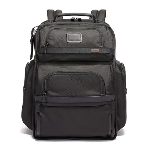 TUMI Alpha 3 Brief Pack - 15" Laptop Backpack with Padded Adjustable Straps - Stores Laptop, Tablet, Toiletries, Snacks, Ipads - Black