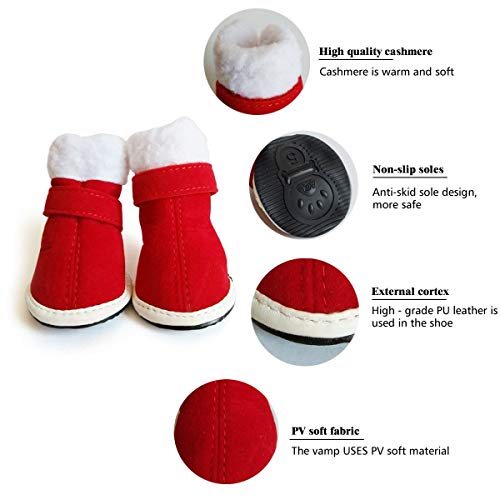 Urbest 2 Pairs Santa Red Detachable Closure Christmas Puppy Cute Dog Winter Shoes Boots (3#, Red) #TOP2