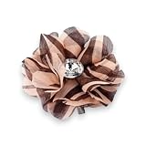 Pinza de cocodrilo con diseño de flores y piedras, color melocotón y marrón