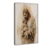 QIENAZIO Kunstdruck auf Leinwand, Motiv: Jesus Hugs Girl, modernes Christentum, Wanddekoration, Poster, Zuhause, Bar, Restaurant, Garage, Café, Logo, Geschenke, 30 x 45 cm