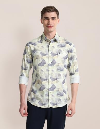 Image of U.S. Polo ASSN. Printed Regular Fit Shirt for Men - 100% Cotton, Breathable & Comfortable, Full Sleeves Casual Shirt for Men