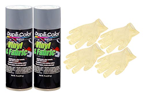 Dupli-Color Medium Gray High Performance Vinyl and Fabric Spray (11 oz) Bundle with Latex Gloves (6 Items)