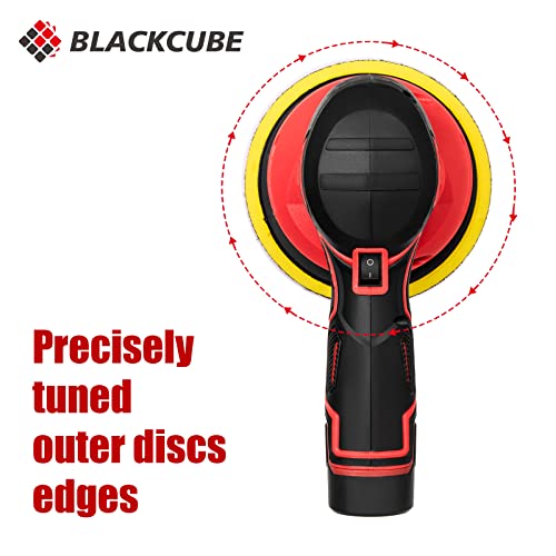 Blackcube Cordless Car Buffer Polisher With 2 Pcs 12V 2000Mah Lithium Battery, 6 Variable Speed, Extra 10Pcs Attachments,Wireless Buffer Polisher Kit For Car Detailing/Scratch Repairing (Plus-18Pcs) #TOP3