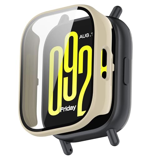 For Redmi Watch 5 Lite �J�o�[ Redmi Watch 5 Lite �P�[�X �K���X�t�B������̌^ PC�f�� �S�ʕی� ��d�\�� �h�o ���{���Ɏq�� �L�Y�h�~ �y��(�A�C�{���[�z���C�g)
