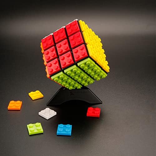 Speed Magic Cube 3x3 Build-on Brick Smooth Turning Magic Cube Brain Teaser Puzzle and Building Bricks Toy Desk Toy Great Gift for Legos Fan (Brick Separator Included)